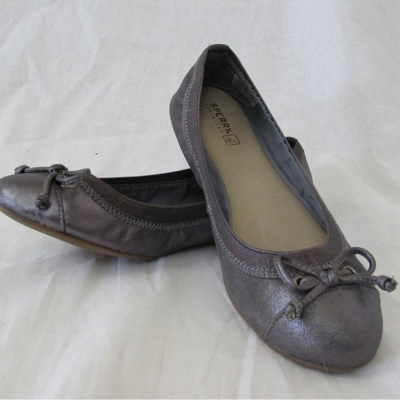 Sperry Top-Sider Women's Elise Leather Ballet Flats Pewter Metallic - Picture 1 of 5